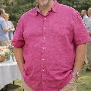 Tommy Bahama Sea Glass 2XL Men's Shirt 100% Linen Pink